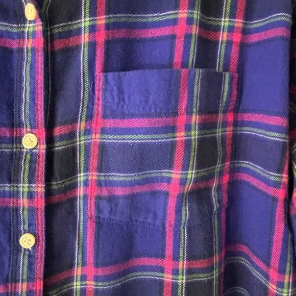 Old Navy The Boyfriend Shirt XL blue & pink plaid soft flannel cotton 1 pocket b - Picture 4 of 9